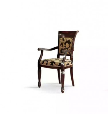 Chair Brown Design Living Room Dining Room Wood Upholstered with Armrest New