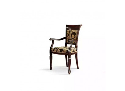 Chair Brown Design Living Room Dining Room Wood Upholstered with Armrest New