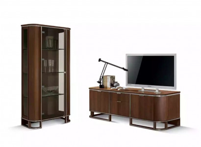 TV stand, television wall, living room wall unit, lowboard, brown high gloss display cabinet.