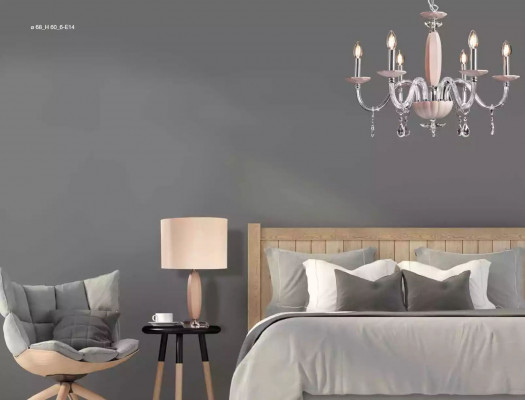 Stylish modern beige suspended ceiling light with 6x new bulbs
