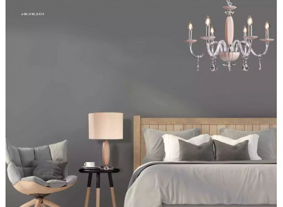 Stylish modern beige suspended ceiling light with 6x new bulbs
