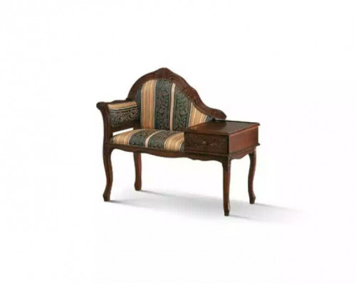 Classic Brown Bank Bench Luxury Seating Furniture Fabric Textile New Seat