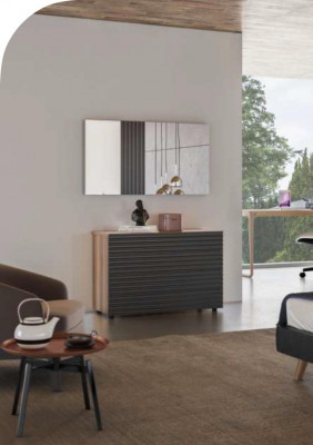 Makeup Table Natural Walnut - Matt Jute Mirror Bedroom Modern