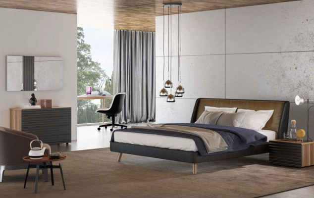 Makeup Table Natural Walnut - Matt Jute Mirror Bedroom Modern