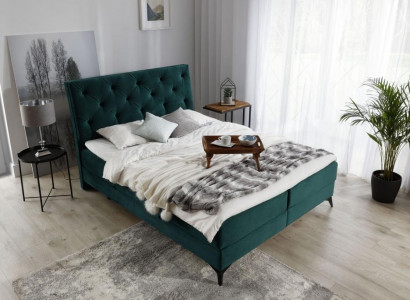 Luxury box spring bed fabric hotel green beds bedroom furniture design velvet new