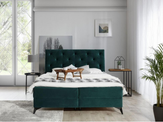 Luxury box spring bed fabric hotel green beds bedroom furniture design velvet new