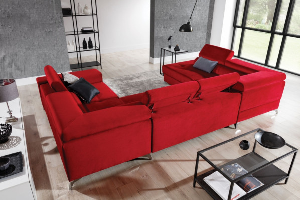 U-shaped sectional sofa couch design upholstered sofa bed function living landscape