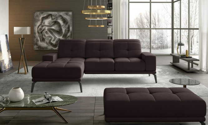 Designer sofa couch corner sofa fabric upholstery suite living landscape L-shaped blue