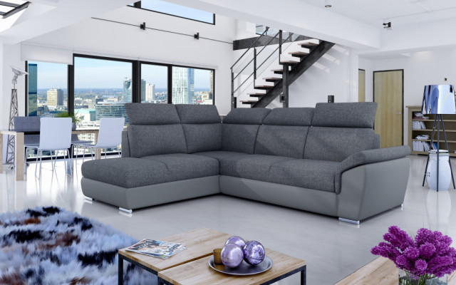 Fabric sectional L-shaped sofa couch design upholstery modern textile bed function new