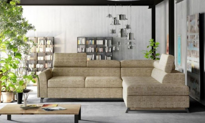 Designer sofa couch corner sofa textile upholstery suite living landscape L-shape fabric