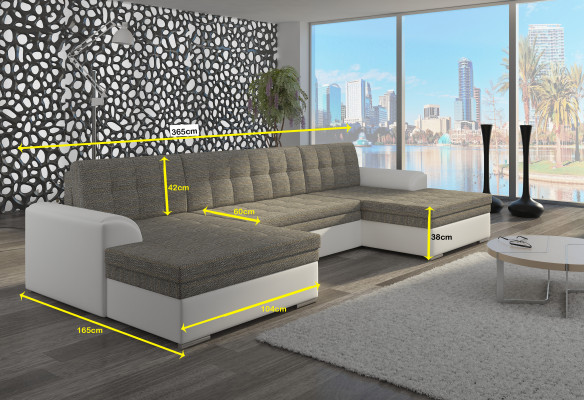 Modern design corner sofa Vento with bed function couch leather upholstery fabric sofas