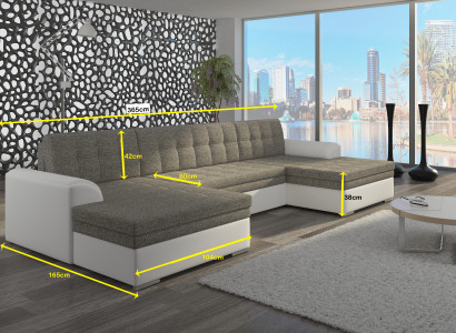 Modern design corner sofa Vento with bed function couch leather upholstery fabric sofas