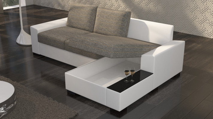 Living area corner sofa Negro bed function couch leather textile sofas sleep