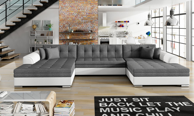 Design corner sofa, sleeper sofa, bed function, couch, leather upholstery, fabric sofas new 1070