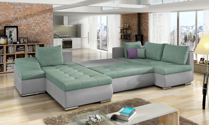 Modern corner sofa, sleeper sofa, bed function, couch, upholstered corner suite, living landscape