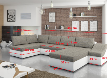 Modern corner sofa, sleeper sofa, bed function, couch, upholstered corner suite, living landscape