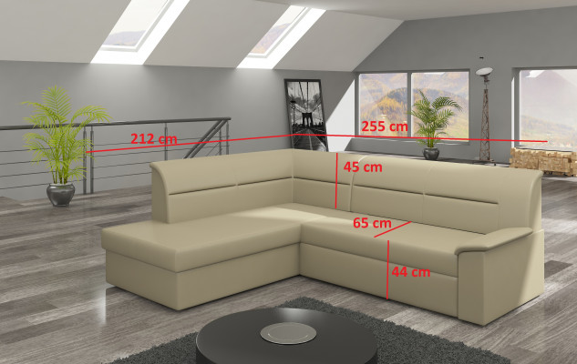 Design corner sofa Elano L-shape with bed function couch leather textile sofas