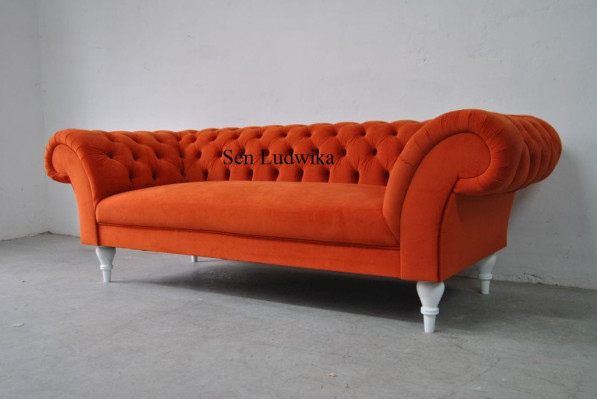 Fabric Design Couch Upholstery Sofas Textile Modern Sofa Chesterfield 3-Seater Orange