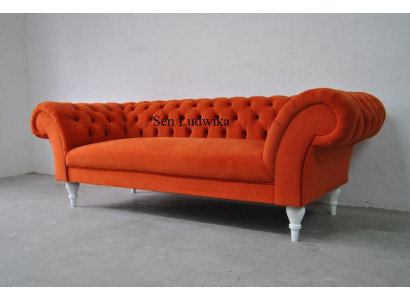 Fabric Design Couch Upholstery Sofas Textile Modern Sofa Chesterfield 3-Seater Orange