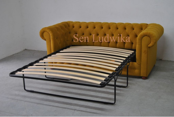 Chesterfield three-seater velvet couch cushion sleep sofa couch bed function new