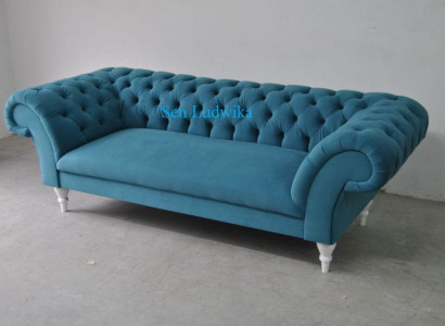 Textile 3 Seater Blue Fabric Design Couch Upholstered Sofas Modern Sofa Chesterfield