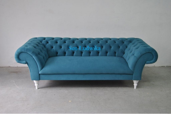 Textile 3 Seater Blue Fabric Design Couch Upholstered Sofas Modern Sofa Chesterfield