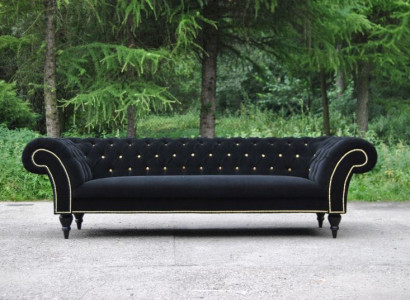 Fabric design couch upholstery textile modern sofa Chesterfield 3-seater black