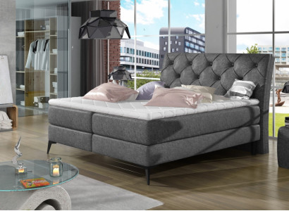 Chesterfield Silver Upholstered Bed Double Bed Big XXL Designer Luxury