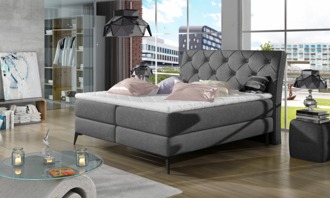 Chesterfield Silver Upholstered Bed Double Bed Big XXL Designer Luxury