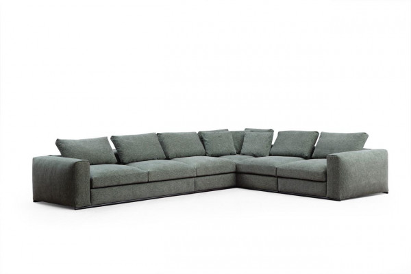 Living room sofa 4-seater modern couch upholstered seating sofa green wood
