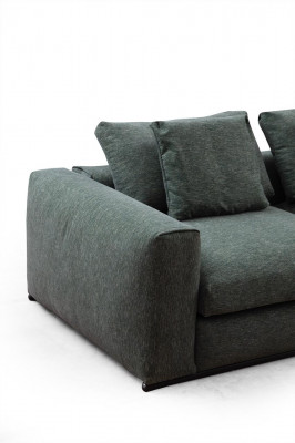 Living room sofa 4-seater modern couch upholstered seating sofa green wood