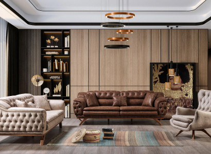 Sofa set 3+3+1 seater furniture set design sofas faux leather Chesterfield