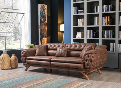 Sofa 3-seater Chesterfield fabric couch upholstered sofas faux leather couches