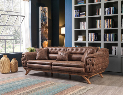 Sofa set 3+3+1 seater furniture set design sofas faux leather Chesterfield