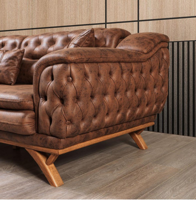 Sofa 3-seater Chesterfield fabric couch upholstered sofas faux leather couches
