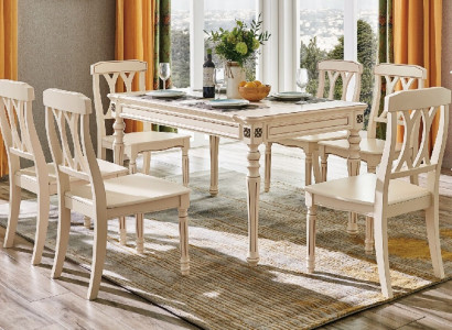 Dining room dining table 6x chairs dining set wood group chair sets ensemble 7-piece set