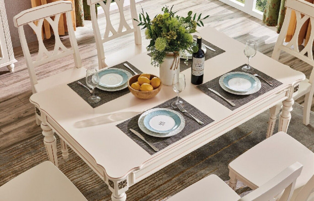 Dining room dining table 6x chairs dining set wood group chair sets ensemble 7-piece set
