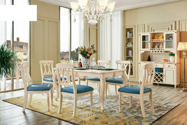Dining room furniture dining table 6 x chair dining set wood kitchen group suite new 7-piece set.