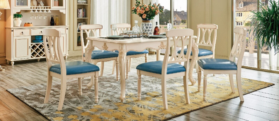 Dining room furniture dining table 6 x chair dining set wood kitchen group suite new 7-piece set.