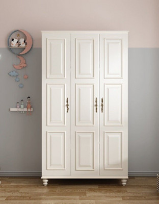 Wardrobe Country Style Furniture Classic Cabinet Wood Bedroom White