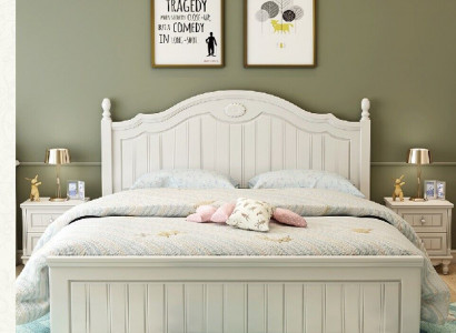 Country house style bed, double wood luxury design furniture, bedroom wooden bed.