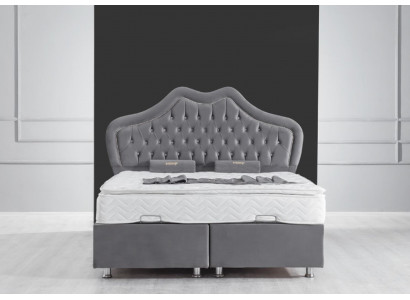 Bed Gray Double Bed Box Spring Beds Style Fabric Chesterfield 160x200