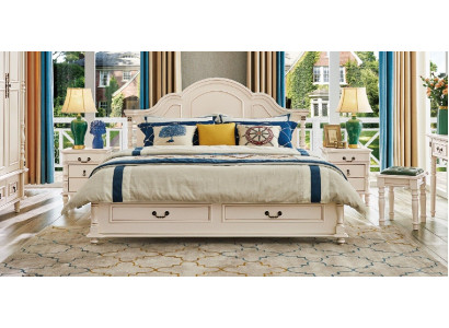 Amazing bedroom set with bed and nightstands in white