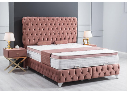 Boxspring Rosa Chesterfield Bed Elegant Design Luxury 2x Nightstands 3-piece.