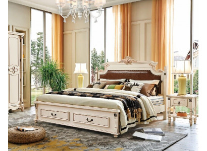 Noble double bed with pull-out drawers and two bedside tables