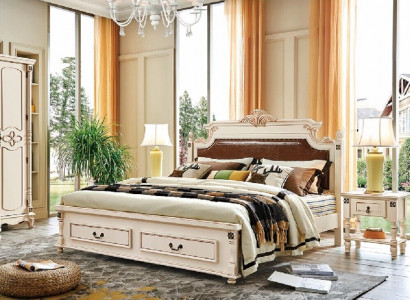 Noble double bed with pull-out drawers and two bedside tables
