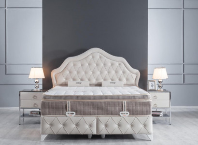 Bedroom Set White Bed Design Style Modern 2x Nightstands Box Spring 3-piece New