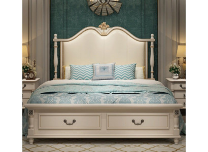Bed Cushion Design Luxury Double Hotel Beds Royal Baroque Wood Furniture New