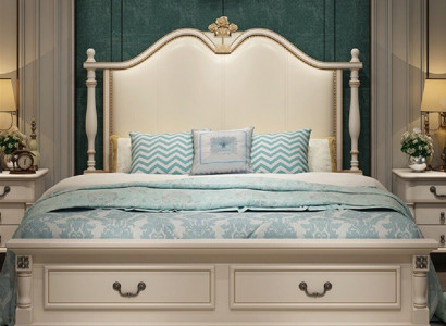 Bed Cushion Design Luxury Double Hotel Beds Royal Baroque Wood Furniture New