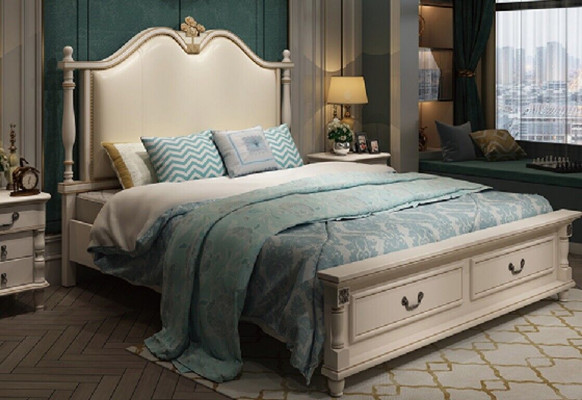 Bed Cushion Design Luxury Double Hotel Beds Royal Baroque Wood Furniture New